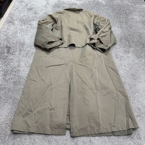 Vintage 80's Long Trench Coat Jacket Womens 12 Brown Duster Raincoat Travel - Picture 1 of 16